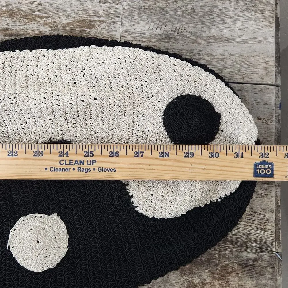 Y2K 90’s Yin Yang Woven Purse Bag Crossbody Crochet Black White Statement Hobo